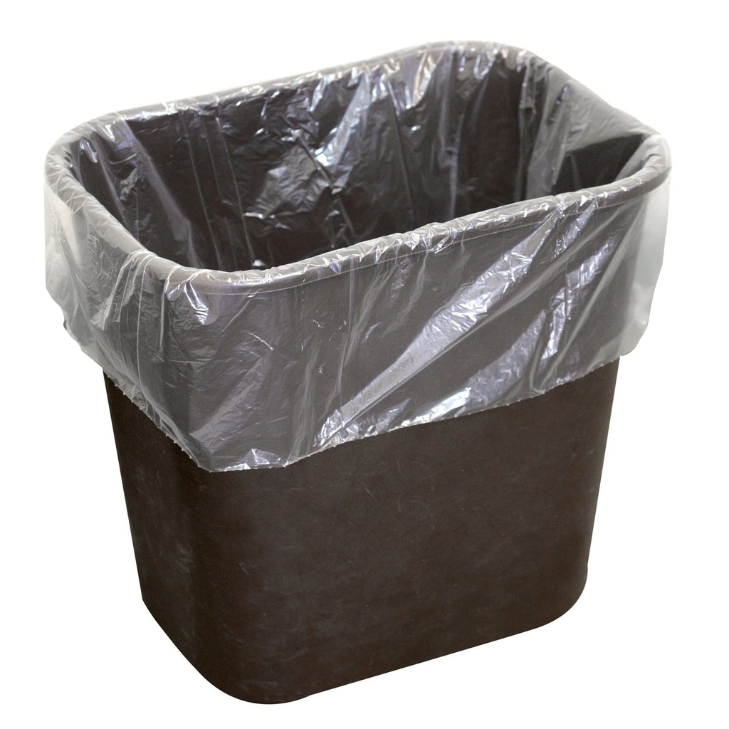 15" x 9" x 23" 0.4 Mil LLDPE 7-10 gal. Trash Can Liner - Clear (500/CS)